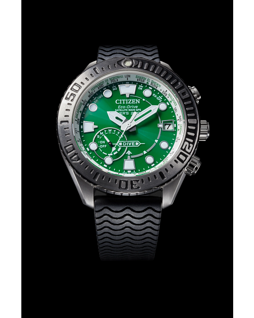 Satellite Wave GPS Diver 200M Green Dial Polyurethane Strap CC5001